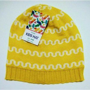 4/$15 -Kids Knit Beanie Hat 4-6X Yellow White Lightweight Warmth Fall Winter NWT